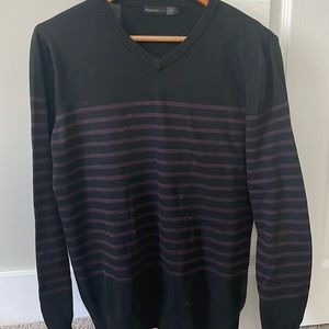 Black and purple v-neck